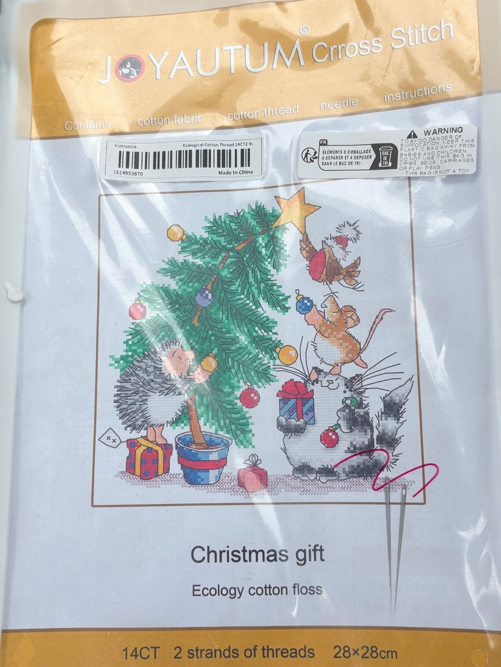 Cute Cross Stitch Christmas Gift Kit. Free shipping.